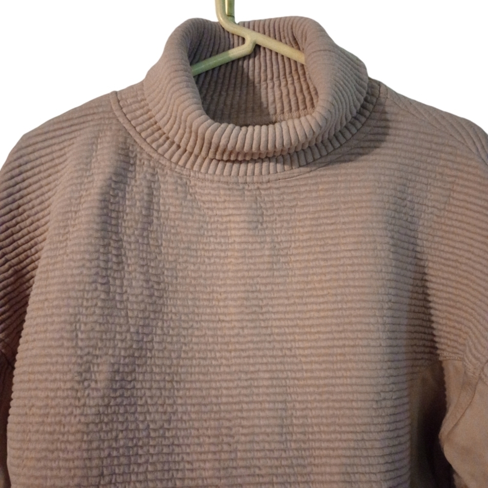 Tahari Sport Turtleneck Ribbed Sweater Mauve Thumbholes Athleisure Streetwear M - Picture 6 of 12